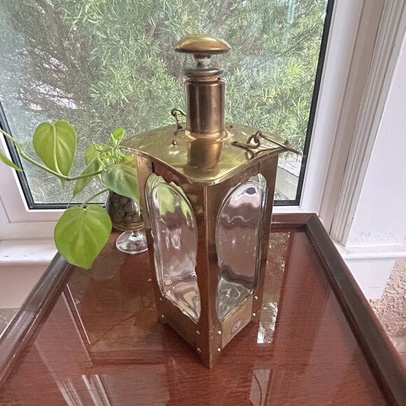 Vintage Brass and Glass Music Box (Needs Repair) Decanter with Cork Stopper - Picture 1 of 14